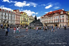Old Town Square Facing Statue of Jan Hus   (Prague, Czech Republic) . . . © 2016 Alan Ticheler. All rights reserved.