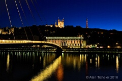 Basilique Notre-Dame at Night Above the River Saône  (Lyon, France) . . . © 2016 Alan Ticheler. All rights reserved.