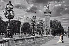 Bride & Groom on Pont Alexandre III Facing Grand Palais (Paris France) . . . © 2011 Alan Ticheler. All rights reserved.